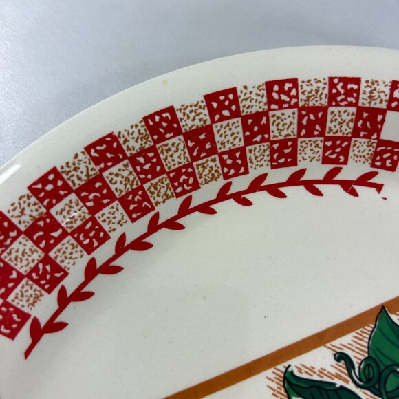 Fresh Garden 10.5" Dinner Plate Peas Red Check Vegetables Stoneware - Picture 6 of 7